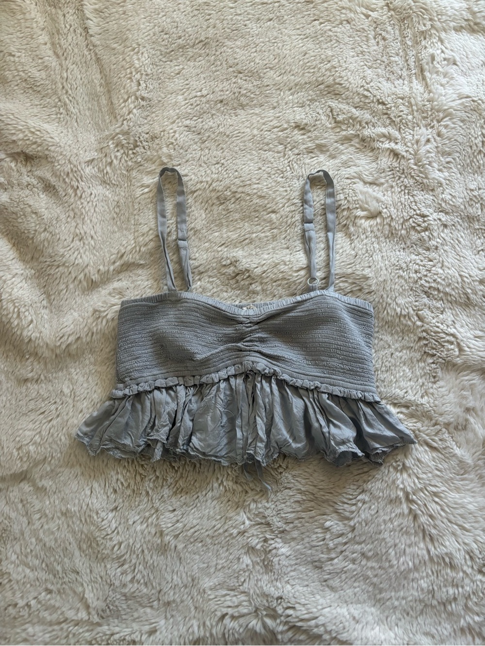 Wilfred Dusty Blue Smocked Cropped Tank Top